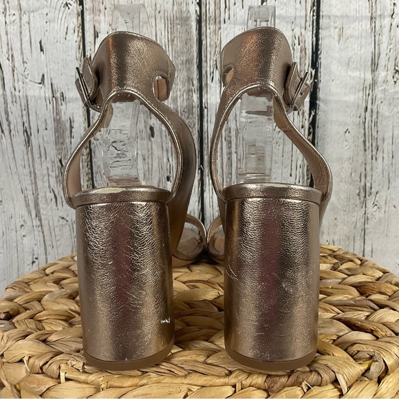 Lewit “Guilia” Heeled Sandals Rose Gold Leather Ankle Wrap Heels 38.5 - 7.5 - Picture 7 of 11